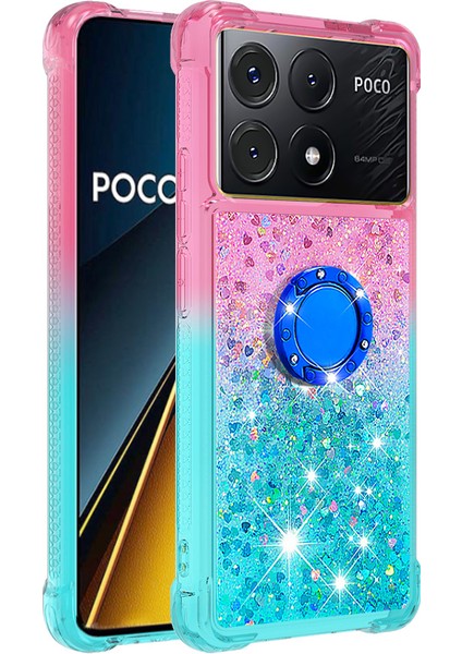 Xiaomi Poco X6 Pro 5g Tpu Kılıf Kickstand Degrade Telefon Kapağı-Pembe + Mavi Için (Yurt Dışından) modelleri