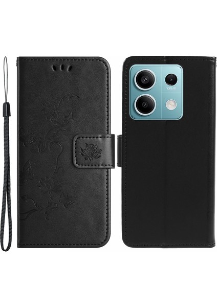 Xiaomi Redmi Note 13 5g Baskılı Cüzdan Kılıf Deri Telefon Kapağı-Siyah (Yurt Dışından)