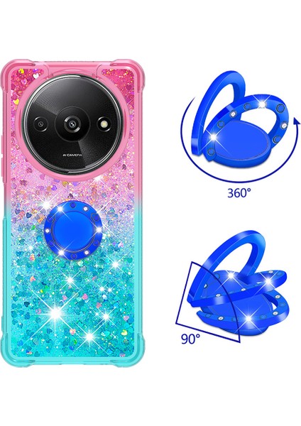 Xiaomi Redmi Için A3 Kılıf Tpu Glitter Sıvı Kickstand Telefon Kapağı-Pembe + Mavi (Yurt Dışından) fiyatları