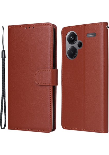 Xiaomi Redmi Note 13 Pro+ 5g Kılıf Pu Deri Standlı Telefon Kapağı, 3 Kart Yuvalı-Kahverengi (Yurt Dışından)