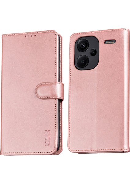 Xiaomi Redmi Note 13 Pro+ 5g Deri Kılıf Standı Tpu Iç Kabuk Telefon Kapağı-Gül Altın (Yurt Dışından)