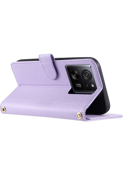 Xiaomi Redmi K60 Ultra Kılıf Manyetik Eşkenar Dörtgen Izgara Desenli Deri Telefon Kapağı-Mor (Yurt Dışından) modelleri
