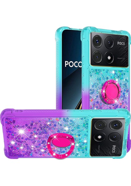 Xiaomi Poco X6 Pro 5g Tpu Kılıf Kickstand Degrade Telefon Kapağı-Mavi + Mor Için (Yurt Dışından)