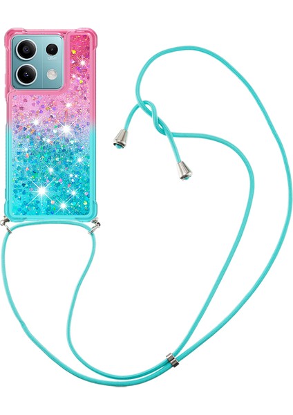 Xiaomi Redmi Note 13 5g Kılıf Için Bling Akan Sıvı Tpu Telefon Kapağı Kordon-Pembe + Mavi (Yurt Dışından)