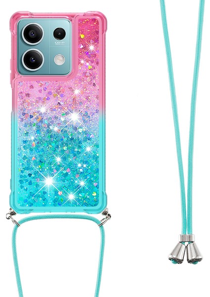 Xiaomi Redmi Note 13 5g Kılıf Için Bling Akan Sıvı Tpu Telefon Kapağı Kordon-Pembe + Mavi (Yurt Dışından)