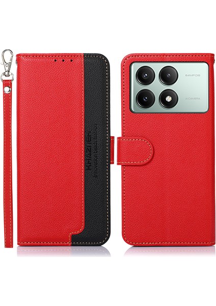 Xiaomi Redmi K70E 5g Kılıf Manyetik Rfıd Engelleme Telefon Standı Kapağı-Kırmızı (Yurt Dışından)