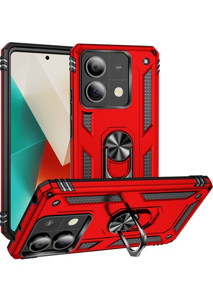 Xiaomi Redmi Note 13 5g (Global) Kickstand Kılıf Darbeye Dayanıklı Pc+Tpu Telefon Kapağı-Kırmızı (Yurt Dışından)
