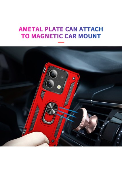 Xiaomi Redmi Note 13 5g (Global) Kickstand Kılıf Darbeye Dayanıklı Pc+Tpu Telefon Kapağı-Kırmızı (Yurt Dışından)