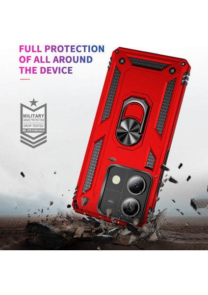 Xiaomi Redmi Note 13 5g (Global) Kickstand Kılıf Darbeye Dayanıklı Pc+Tpu Telefon Kapağı-Kırmızı (Yurt Dışından)