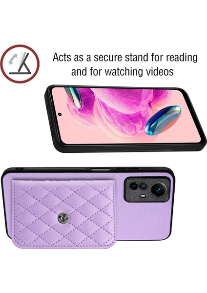 Xiaomi Redmi Note 12S 4g Kılıf Kickstand Telefon Kapak Kartı Yuvaları-Mor Için (Yurt Dışından)
