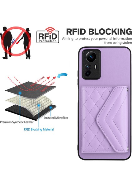 Xiaomi Redmi Note 12S 4g Kılıf Kickstand Telefon Kapak Kartı Yuvaları-Mor Için (Yurt Dışından)