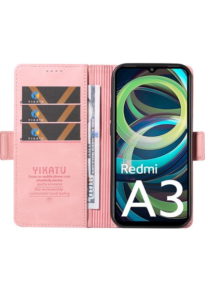 Xiaomi Redmi A3 Kılıf Cüzdan Tarzı Cilt Dokunuşlu Deri Telefon Kapağı-Pembe (Yurt Dışından) fiyatları