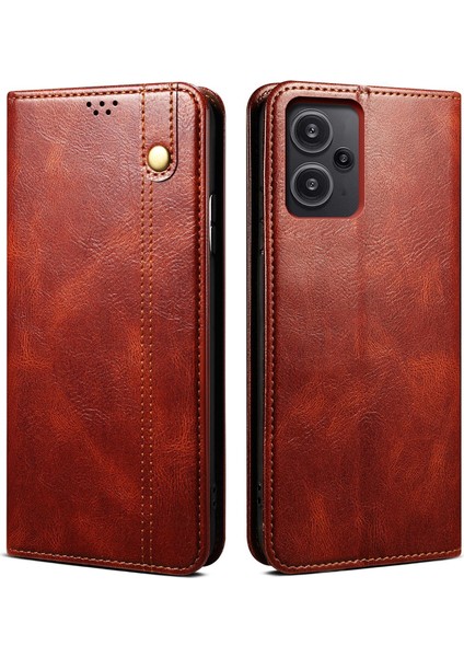 Xiaomi Redmi Note 13 Pro+ 5g Telefon Kılıfı Için Waxy Crazy Horse Doku Cüzdan Kapağı-Kahverengi (Yurt Dışından)