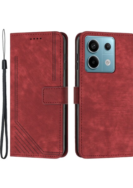 Xiaomi Redmi Note 13 Pro 4g Kılıf Deri Cilt Dokunmatik Duygu Telefon Kapağı-Kırmızı (Yurt Dışından)