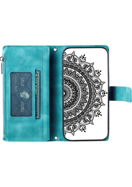 Xiaomi Redmi Note 13 Pro 5g Kılıf Mandala Fermuarlı Cep Flip Deri Telefon Kılıfı Kayışlı-Yeşil (Yurt Dışından) fiyatları