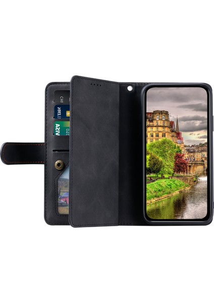 Xiaomi Redmi Note 13 Pro+ 5g Kılıf 9 Kart Yuvaları Standı Deri Retro Telefon Kapağı-Siyah (Yurt Dışından)
