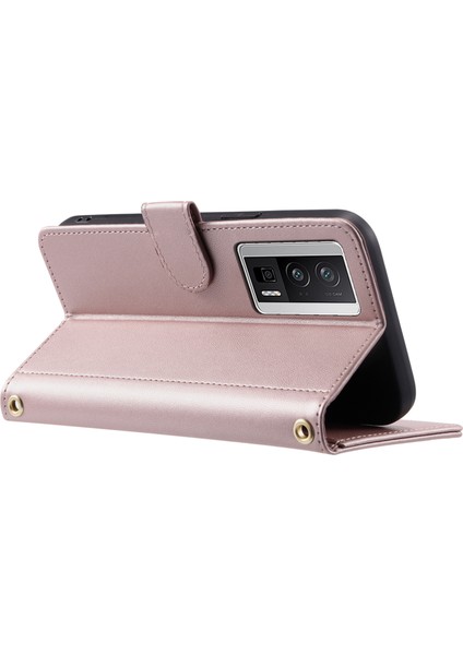 Xiaomi Redmi K60 5g Cep Telefonu Kılıfı Için Eşkenar Dörtgen Izgara Crossbody Kapak-Gül Altın (Yurt Dışından) modelleri