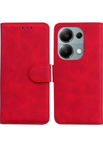 Xiaomi Redmi Note 13 Pro 4g Kılıf Flip Standı Düz ​​renk Tasarım Telefon Kapağı-Kırmızı (Yurt Dışından)