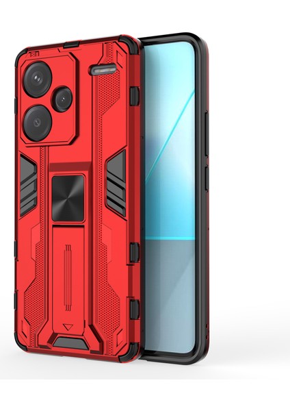 Xiaomi Redmi Note 13 Pro+ 5g Kılıf Pc + Tpu Çift Katmanlı Kickstand Telefon Kapağı-Kırmızı (Yurt Dışından)