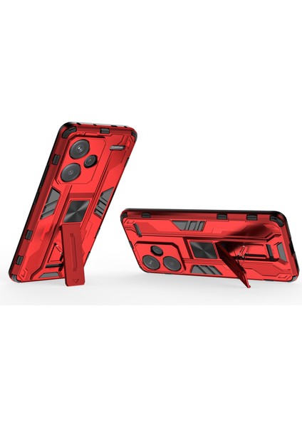 Xiaomi Redmi Note 13 Pro+ 5g Kılıf Pc + Tpu Çift Katmanlı Kickstand Telefon Kapağı-Kırmızı (Yurt Dışından) modelleri
