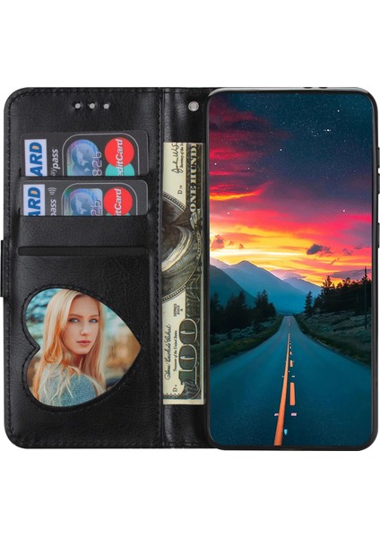 Xiaomi Redmi Note 13 Pro 5g Kılıf Parıltılı Fermuar Deri Kapaklı Cüzdan-Siyah (Yurt Dışından)