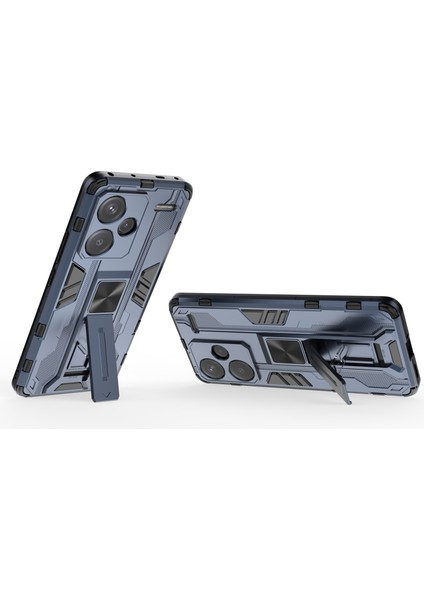 Xiaomi Redmi Note 13 Pro+ 5g Kılıf Pc + Tpu Çift Katmanlı Kickstand Telefon Kapağı-Mavi Için (Yurt Dışından) modelleri