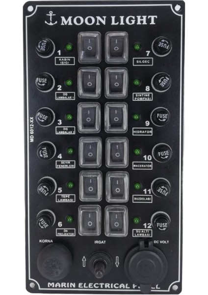 Moonlıght Panel Çiftli Çakmak-Korna Butonu-Irgat Butonlu 12'li