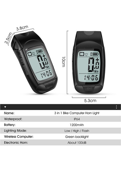 West Biking Çok Fonksiyonlu Bisiklet Bisiklet Hız Göstergesi Işıklı (Yurt Dışından)