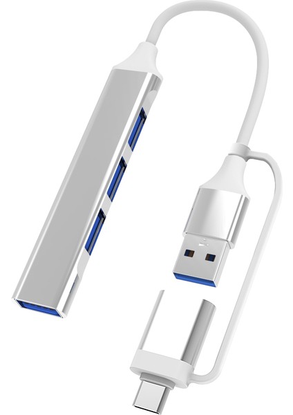 Type C - USB 3.0 Hub 4 Bağlantı Noktalı 4'ü 1 Arada (Yurt Dışından)