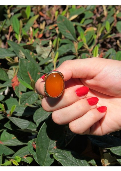 Oval Sarı Akik Doğal Taş Ayarlanabilir Kadın Doğal Taş Yüzük EUY13SA modelleri