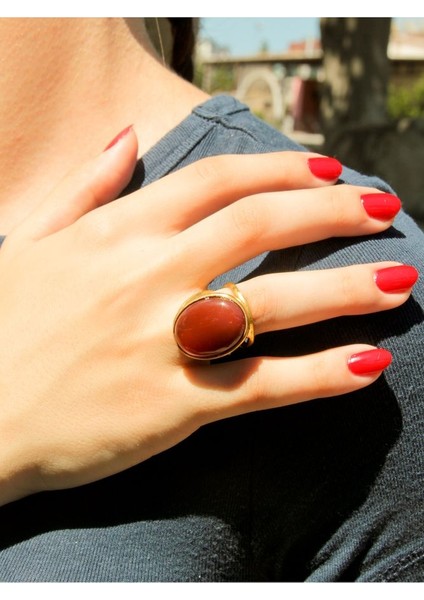 Oval Akik Doğal Taş Ayarlanabilir Kadın Doğal Taş Yüzük EUY13A fiyatları