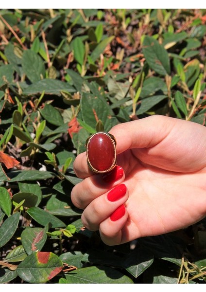 Oval Akik Doğal Taş Ayarlanabilir Kadın Doğal Taş Yüzük EUY13A modelleri