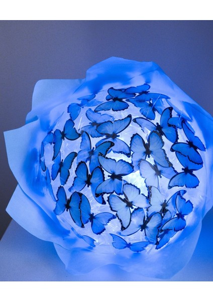 Mavi Işıklı Kelebek Buketi -Mavi Kelebek