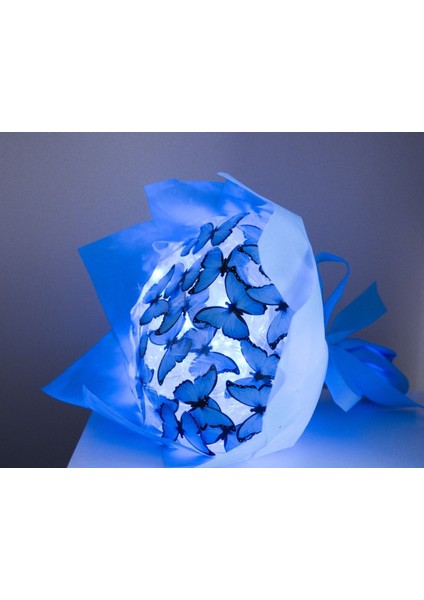 Mavi Işıklı Kelebek Buketi -Mavi Kelebek fiyatları