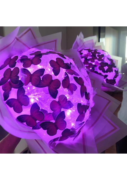 LED Işıklı Kelebek Buketi