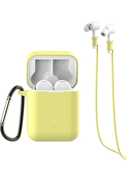Xiaomi Air Bluetooth Kulaklık Için 3'ü 1 Arada Set [silikon Kılıf + Boyun Askıları + Karabina] - Sarı (Yurt Dışından)
