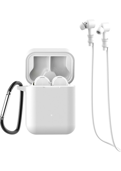 Xiaomi Air Bluetooth Kulaklık Için 3'ü 1 Arada Set [silikon Kılıf + Boyun Askıları + Karabina] - Beyaz (Yurt Dışından)