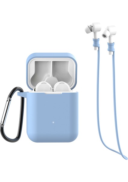Xiaomi Air Bluetooth Kulaklık Için 3'ü 1 Arada Set [silikon Kılıf + Boyun Askıları + Karabina] - Mavi (Yurt Dışından)