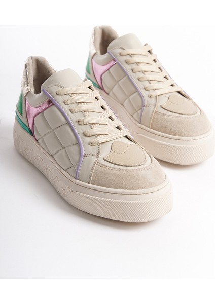 Kadın Deri Spor Ayakkabı & Sneaker Bej -MCRGN6062-BJ