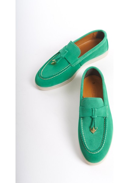 Kadın Süet Loafer & Babet Yeşil -MCKRY1410-Y