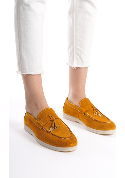 Kadın Süet Loafer & Babet Hardal -MCKRY1410-HRD