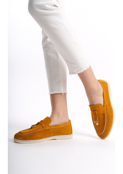 Kadın Süet Loafer & Babet Hardal -MCKRY1410-HRD