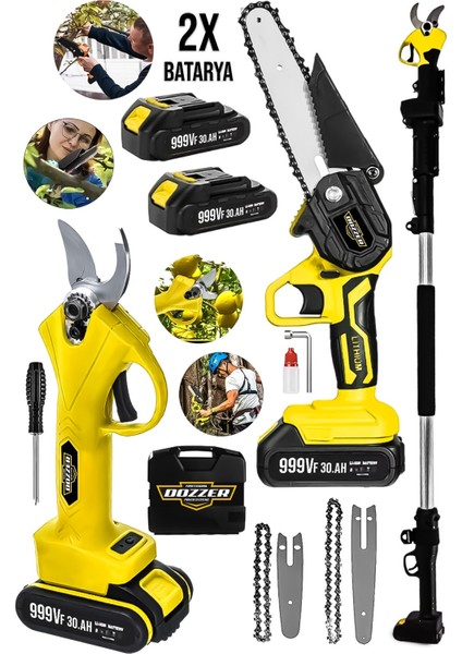 Alman Garten Serii 999VF 3metre Teleskopik Akülü Dal Kesme Makası & Budama Kesme Testere Makinesi