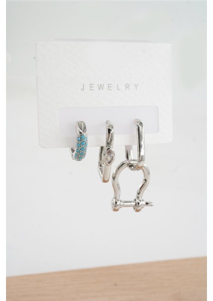 Kadın Vip Seri Zirkon Taşlı 3'lü Küpe