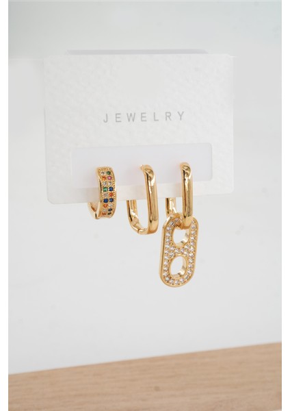 Kadın Vip Seri Zirkon Taşlı 3'lü Küpe fiyatları