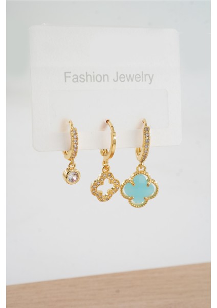 Kadın Vip Seri Zirkon Taşlı 3'lü Küpe