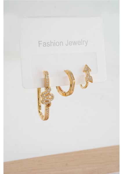 Kadın Vip Seri Zirkon Taşlı 3'lü Küpe fiyatları