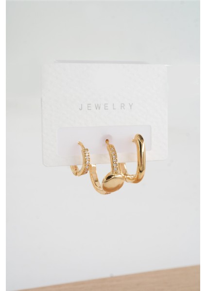 Kadın Vip Seri Zirkon Taşlı 3'lü Küpe