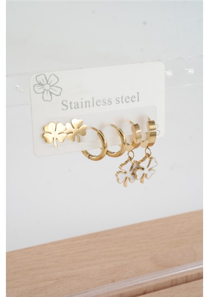 Kadın 316 L Paslanmaz Çelik Kararmaz 6'lı Küpe Seti fiyatları