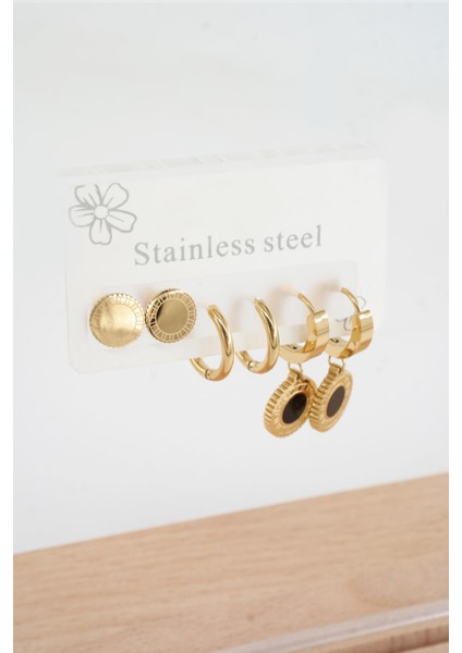 Kadın 316 L Paslanmaz Çelik Kararmaz 6'lı Küpe Seti fiyatları